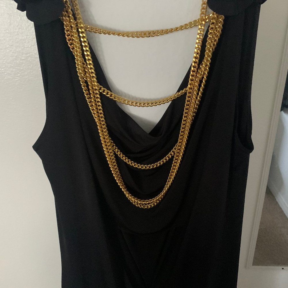 Scarabello Black Dress With Gold Chains